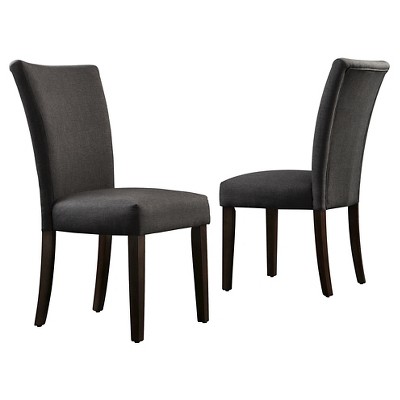 Set of 2 Quinby Parson Dining Chair Wood Charcoal - Inspire Q: Rubberwood Frame, Polyester Upholstery, Spot Clean