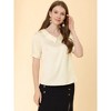 INSPIRE CHIC Women's Turndown Collar Button Decor Short Sleeve Satin Blouse - 4 of 4