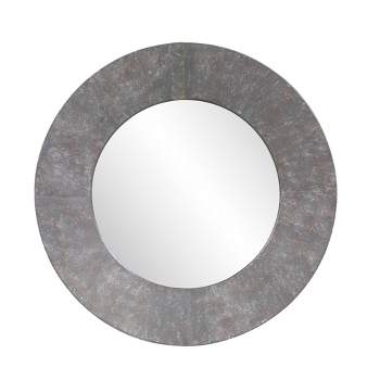 Howard Elliott 30" Round Metal Framed Wall and Accent Mirror Rustic Gray