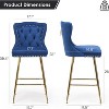 Black Bar Stools Set of 2 Velvet Counter Height Bar Stools with Metal Legs Button Tufted and Nailheads Trim Wing-Back Bar Chairs - 4 of 4