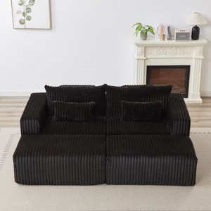 NicBex Couches for Living Room Loveseat with Ottomans Corduroy Fabric Modular Sectional Sofa Comfy Deep Plush Couch with Ottomans and 2 Pillows - 1 of 4