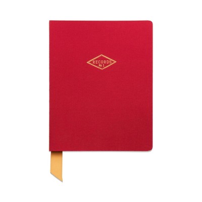 Ruled Journal Cloth 6.7" x 8.5" Records Red Satin - DesignWorks Ink