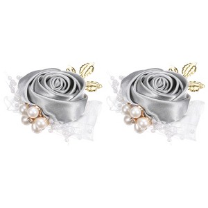 Unique Bargains Decorative Wedding Prom Party Artificial Rose Wrist Corsages 2.76" - 1 of 3