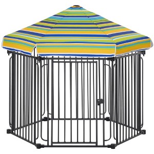 Skyzone 48"x41" Outdoor Metal Dog Playpen with Weatherproof Polyester Roof, Locking Door & - 1 of 4