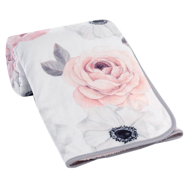 Lambs & Ivy Floral Garden Watercolor Floral Pink Ultra Soft Baby Blanket, 4 of 6