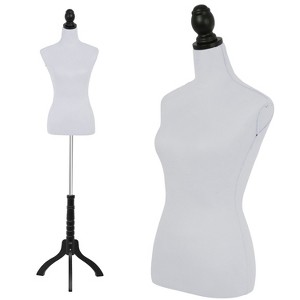 FDW Female Mannequin 53-67 Inch Adjustable Mannequin Torso Dress Form with Realistic Female Body Shape & Stand Wood Base - 1 of 4