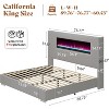 AMERLIFE Modern Bed Frame with Fireplace, Wingback Platform Bed Frame with 60.4“ Extra Tall Headboard - 2 of 4