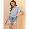 Allegra K Women's Floral Chiffon Casual Round Neck Flutter Sleeve Blouse - 2 of 4