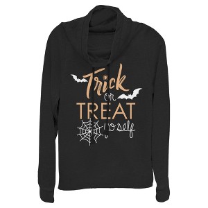 Junior's Lost Gods Trick or Treat Yo' self Cowl Neck Sweatshirt - 1 of 4