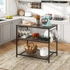 Tangkula Kitchen Island with 3 Shelves, Industrial Kitchen Counter w/ Glass Holders & 10 Hooks, 3 Tier Kitchen Shelf w/ Heavy Duty Metal Frame - 3 of 4