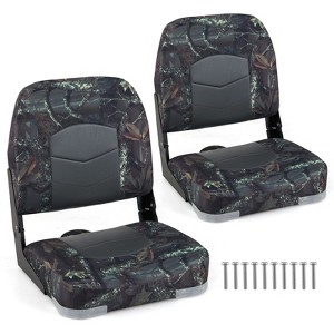 Gymax 2-Pack Boat Seats Folding Low Back Boat Chairs w/Thick Sponge Padding Hinges - 1 of 4