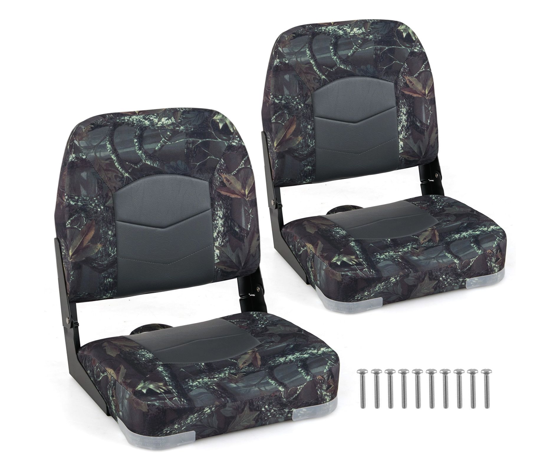 Gymax 2-Pack Boat Seats Folding Low Back Boat Chairs w/Thick Sponge Padding Hinges