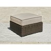 Signature Design by Ashley Coastline Bay Casual Outdoor Resin Wicker Ottoman with Cushion, Beige & Brown - 2 of 4