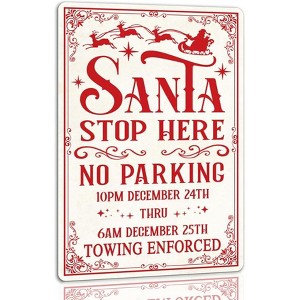 Lomsoe Santa Stop Here No Parking Tin Sign Funny Christmas Metal Signs Retro Santa Sign Christmas Wall Art Decor For Home Cafe Shop 8x12 Inch - 1 of 1