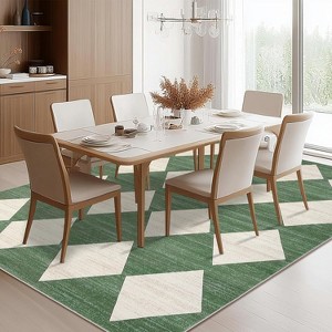 Washable Runner Area Rug, Non Slip Non Shedding Print Carpet, Modern Stain Resistant Foldable Soft Door Mat for Kitchen Hallway - 1 of 4