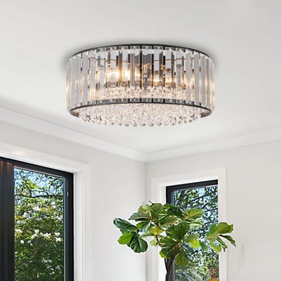 LLHZSY Modern 3-Light Crystal Hallway Flush Mount Ceiling Light Entryway Chandelier - W13 3/4"-Black