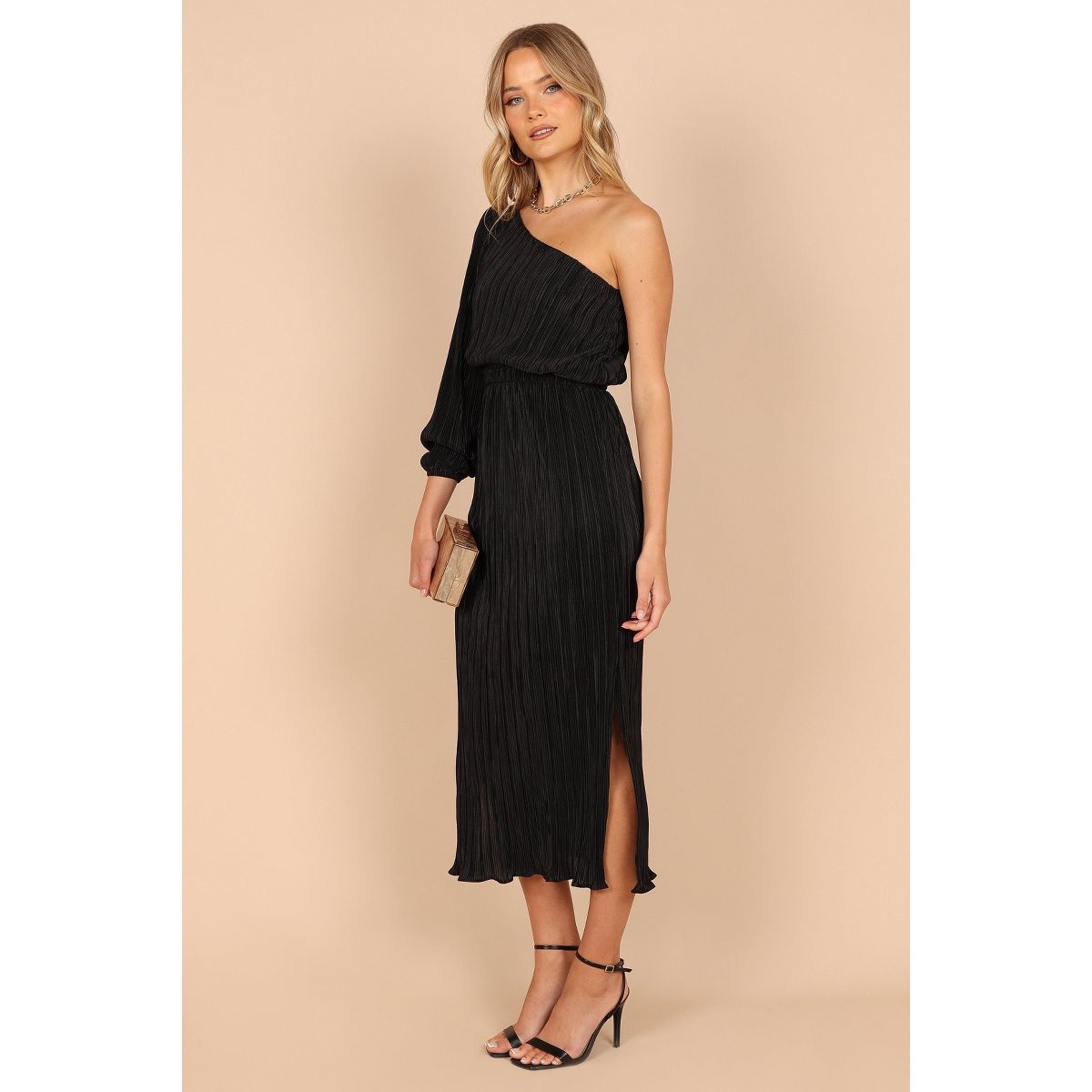 Pontee One Shoulder Pleated Midi Dress - thumbnail 5