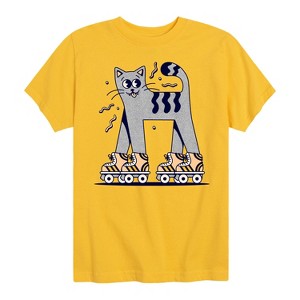 Boys' - Instant Message - Retro Cat Roll Skating Short Sleeve Graphic T-Shirt - 1 of 4