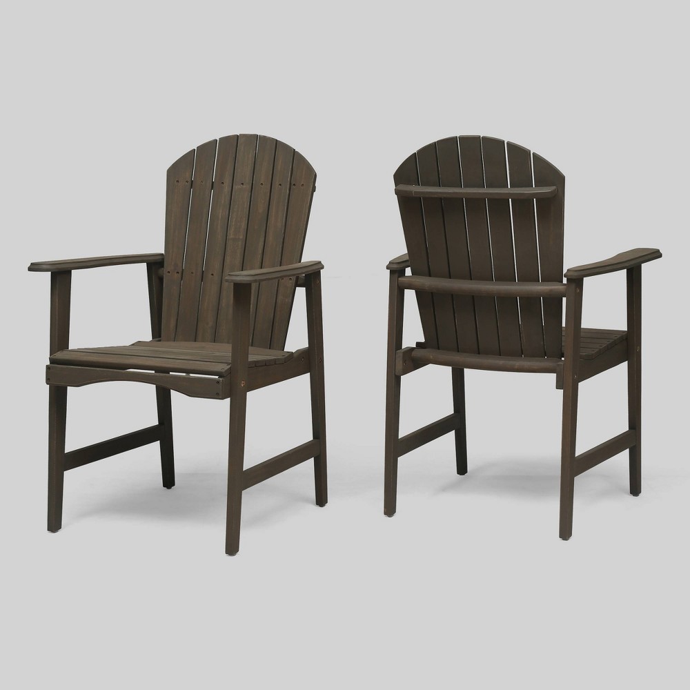 Photos - Chair 2pk Malibu Acacia Wood Adirondack Patio Dining  Gray - Christopher K