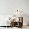 Modern Cat Tree with Litter Box Enclosure - 2-in-1 Cat Tower, 55.1-Inch Cat Condo with Scratching Posts, Removable Pompom Sticks - 2 of 4