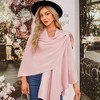 TIME HOLLOW Pink Cross-Front Knitted Shawl Wrap - 3 of 3