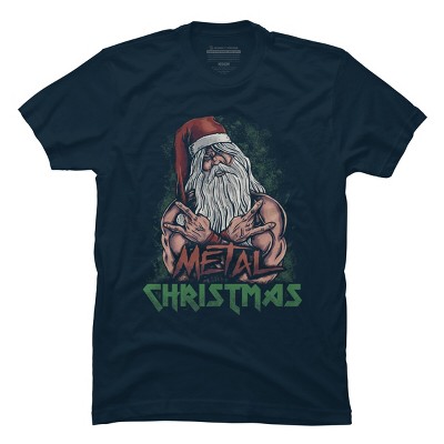 Men's Design By Humans Metal Christmas By cabooth T-Shirt