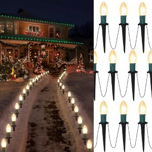 Whizmax 30.75FT Multicolored Pathway Marker,Outdoor-Lights, 8 Lighting Modes, Plug in Waterproof Ground Lights (24Pcs ,Warm White) - 1 of 4