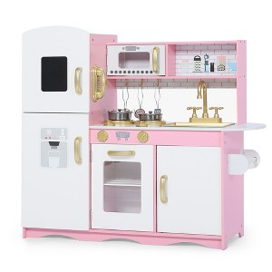 Kinder King Wooden Kids Play Kitchen, Toy Kitchen Playset for Toddler, Pretend Oven, Microwave,  Realistic Kitchen Sets for Boys Girls Age 3+ - 1 of 4