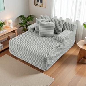 Velvet Single Lazy Sofa Lounge Chair with High-Density Foam & Fluffy Comfort - 1 of 4