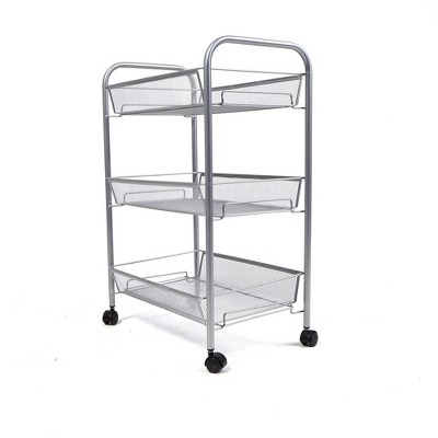 Mind Reader Rolling Metal Mesh 3 Shelf Cart