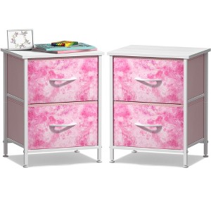 Sorbus Nightstand with 2 Drawers - Steel Frame, Wood Top & Easy Pull Fabric Bins - Great for Home, Bedroom, Office & College Dorm (2 Pack) - 1 of 4