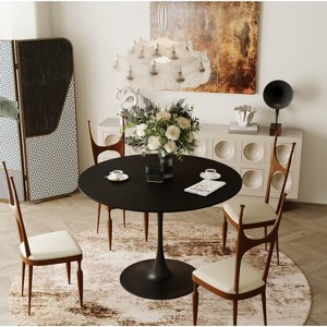 42.13"Modern Round Dining Table,Four Patchwork Tabletops with Solid Wood Veneer Table Top - 1 of 4