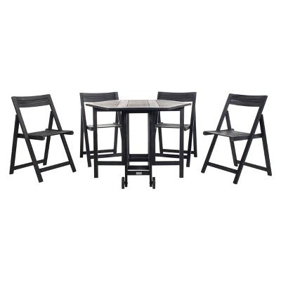 Kerman 5pc Outdoor Dining Set - Black - Safavieh