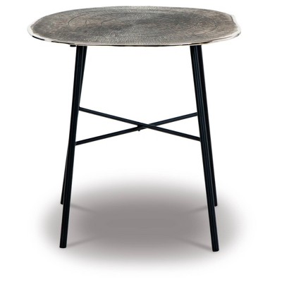 Laverford Black and Chrome Round Metal End Table