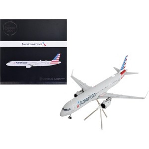 Airbus A321neo Commercial Aircraft "American Airlines" Silver with Striped Tail 1/200 Diecast Model Airplane by GeminiJets - 1 of 3