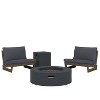 Christopher Knight Home Sherwood Outdoor Acacia Wood Club Chairs with Cushions and Circular Fire Pit - 2 of 4