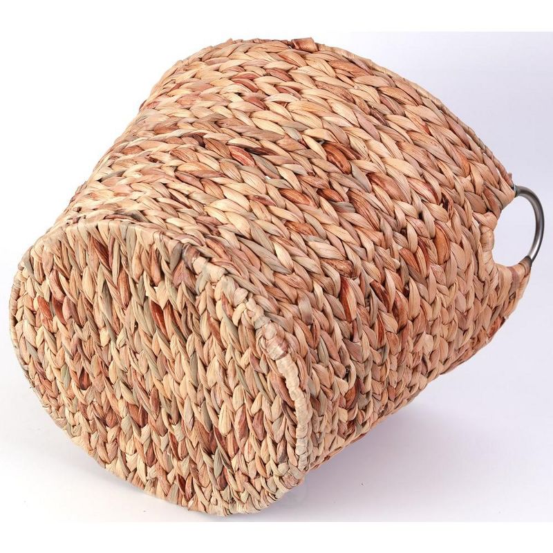Water Hyacinth Wicker Large Round Storage Laundry Basket with Handles, 3 of 6