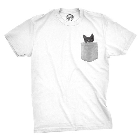 Мужские футболки Crazy Dog T-Shirts, Inc. Mens Pocket Cat T Shirt Funny Printed Peeking Pet Kitten Animal Tee for Guys - Crazy Dog Men's T Shirt for Animal Lovers White XL