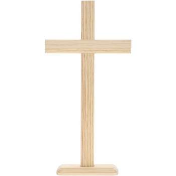 Juvale 2 Pack Unfinished Easter Wooded Cross Crucifix Home Decor Standing Table Crosses For Wood Crafts