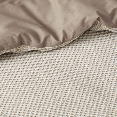 Full Tan Microfiber Waffle Weave Comforter Set