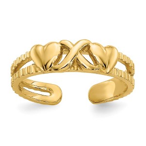 Black Bow Jewelry Hugs and Kisses Adjustable Toe Ring in 14 Karat Yellow Gold - 1 of 4