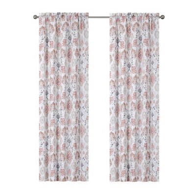 Kate Aurora Contemporary Influencer 2 Piece Water Color Damask Medallion Rod Pocket Window Curtain Panels