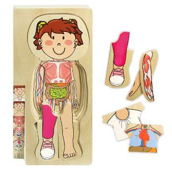 Kidzlane Girl Wooden My Body Puzzle for Toddlers & Kids - 29 Piece Girls Anatomy Puzzle Kid Play Set