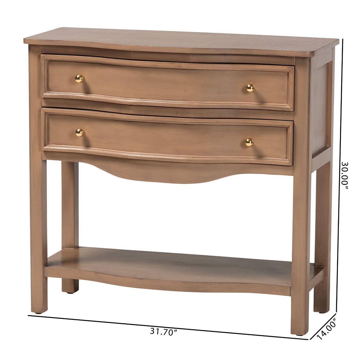 bali & pari Kelila Console Table with Curved Front 2-Drawer Entryway Table with Open Shelf Brown - thumbnail 10