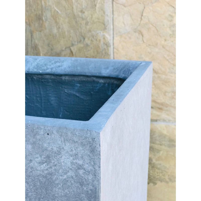 Rosemead Home &#38; Garden, Inc. 9&#34; Wide Kante Lightweight Elegant Square Concrete/Fiberglass Indoor Outdoor Planter Box Slate Gray, 4 of 7