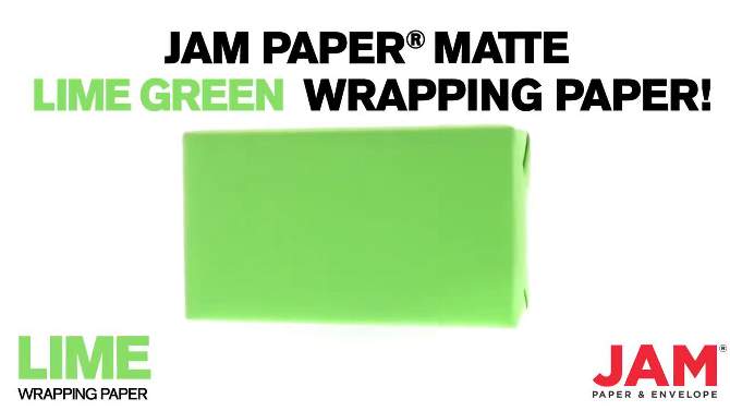 JAM PAPER Green Matte Gift Wrapping Paper Rolls - 2 packs of 25 Sq. Ft., 2 of 7, play video