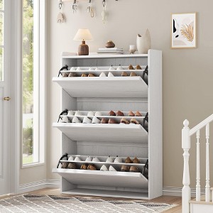 Coolmee Shoe Cabinet with Flip Drawers, Shoe Organizer with Adjustable Shelf, Hidden Shoe Storage for Entryway, Hallway, Living Room - 1 of 4