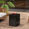 Wood-Look Square-Column MGO End Table, H18in,Wood-Like Distressed Finish, Mix with Different Heights, Indoor Outdoor Use,Black Color - 3 of 4