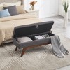 PAGED Storage Ottoman Bench Modern Shoe Bench with Wood Legs, Teddy Fabric End of Bed Table for Living Room, Bedroom, Entryway - 2 of 4