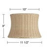 Springcrest 10" Top x 11 1/2" Bottom x 8" High x Lamp Shade Replacement Small Corset Drum Round Coastal Tropical Unbleached Rattan Harp Finial - 4 of 4